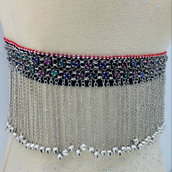 Tribal Belly Chain With Long Dangling Bells, Kuchi Belly Dance Belt - Picture 6 of 16